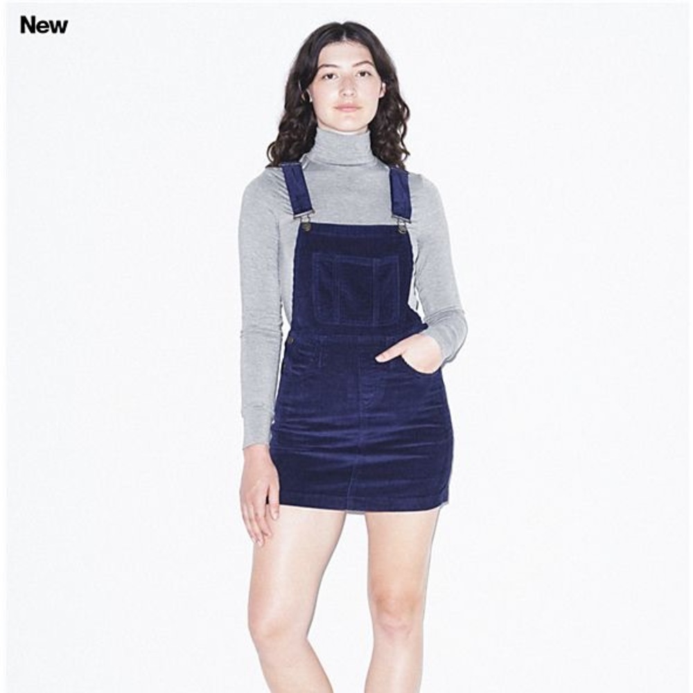 American Apparel Navy Blue Corduroy Overall Dress